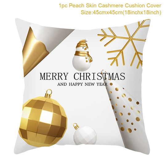 Christmas Printed Throw Pillow Cushion Cover - Festive Linen Holiday Decoration for Home
