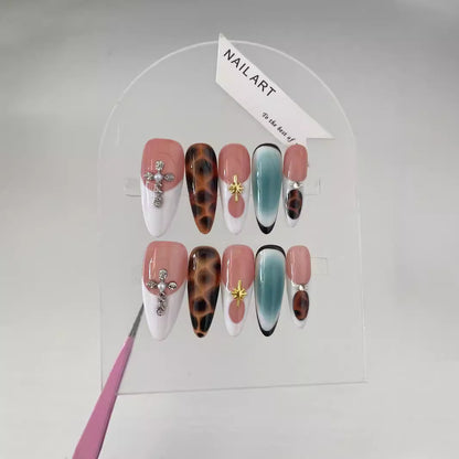 Autumn And Winter Blooming Hand-painted Maillard White Elegant High-end Long Handmade Wear Manicure - DropOnline.co