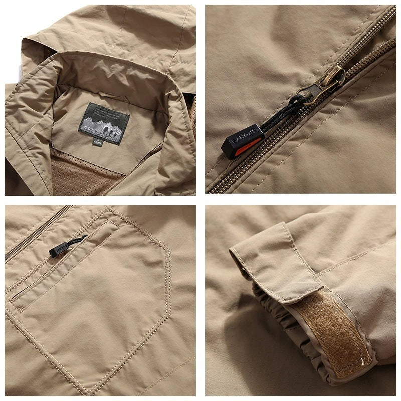 Men's Fashion Solid Color Single Outdoor Jacket - Casual Windproof Outerwear