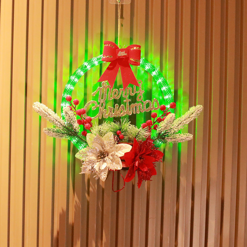 Christmas LED Garland 30cm - 60 Light Battery Powered Luminous Door Wreath Decoration