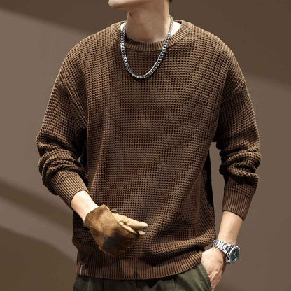 Thick Needle Retro Men's Loose Bottoming Round Neck Sweater