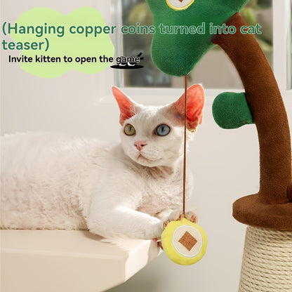 Vertical Money Tree Cat Scratching Pole, Sisal Wear-Resistant Cat Scratching Column, Interactive Ball Track Spring Ball Cat Toy, Durable And Cute Sisal Cat Scratching Pole - DropOnline.co