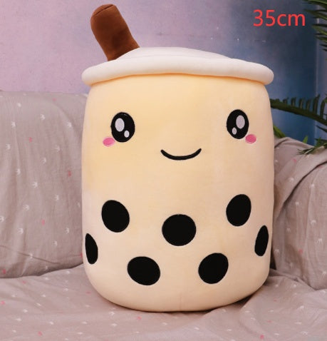 Boba Tea Plush Toy - Cute Strawberry Milk Tea Stuffed Animal Pillow Cushion for Kids