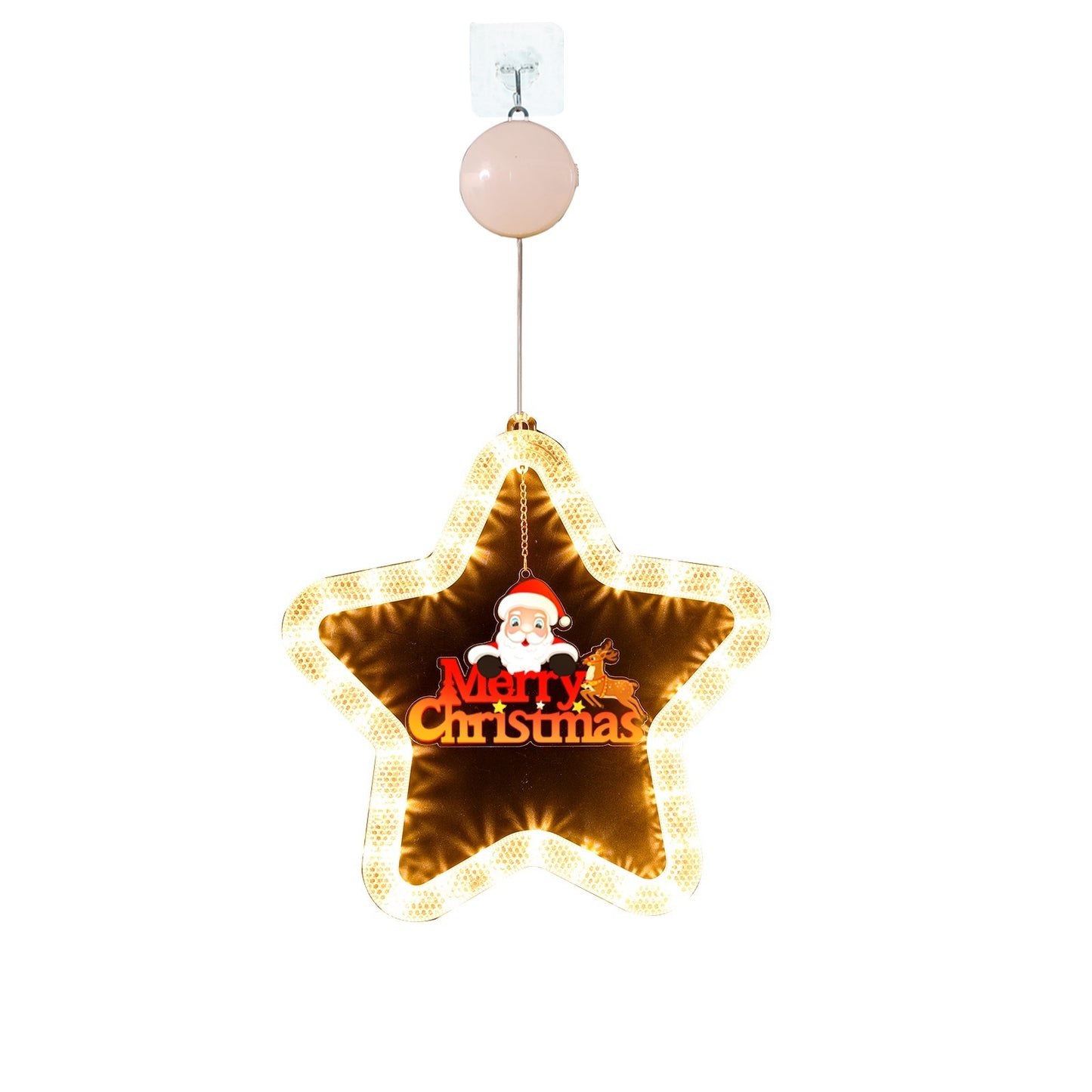 Christmas LED Star Pendant Light - Battery Powered Window Door Decoration with Adhesive