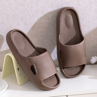 Solid Color Thick Bottom Home Slippers Summer Non-slip Floor Bathroom Slipper Women Men Couples Shoes - DropOnline.co