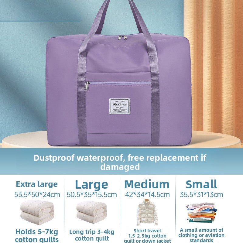 The large-capacity travel bag is portable