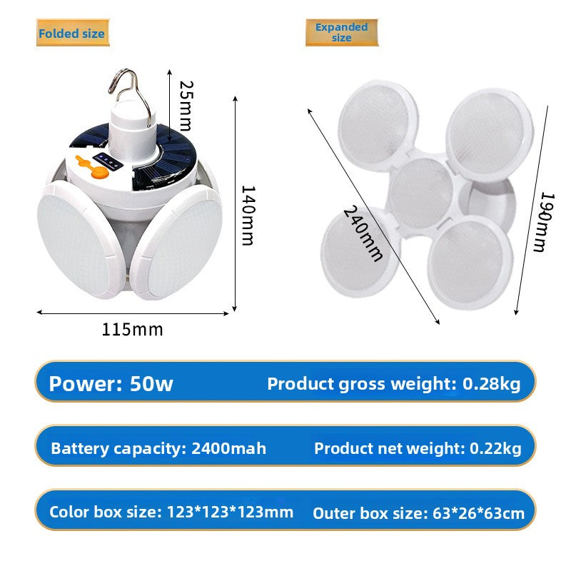 Portable Solar LED Bulb Light - 50W Emergency Camping Lantern