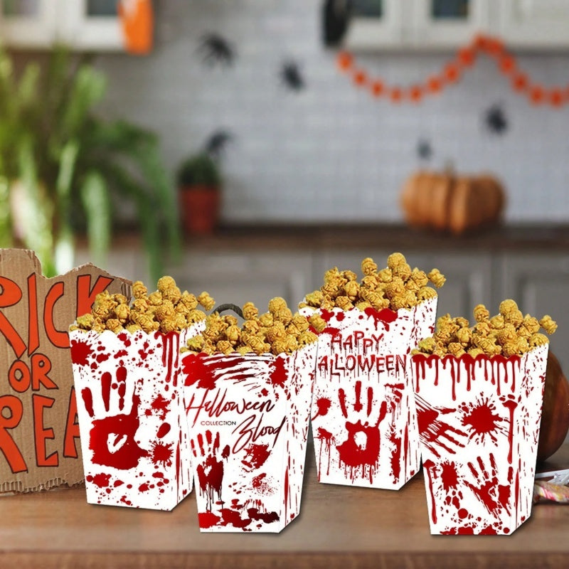 Halloween Popcorn Boxes - 12 Pcs Ghost Bat Party Snack Containers