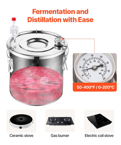 Moonshine Still 8 Gal Water Wine Alcohol Distiller Brewing Kit Stainless Steel
