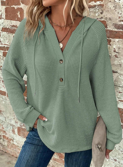 Women's V-Neck Long Sleeve Pullover Sweater - Casual Sports Style - DropOnline.co
