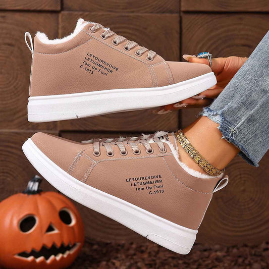 Women's Cotton Shoes With Fleece Sports Flat Sneakers