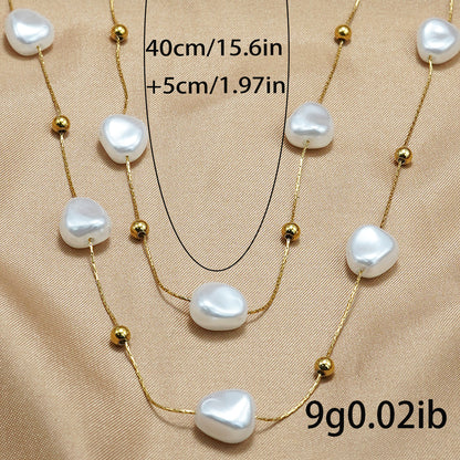 Lxalry 18K Gold Plated Pearl Studded Necklace  Stainless Steel Minimalist Jewelry For Women Lightweight Hypoallergenic Gift For Wife Mom Skin Safe Luxury For Daily  Evening Glam - DropOnline.co