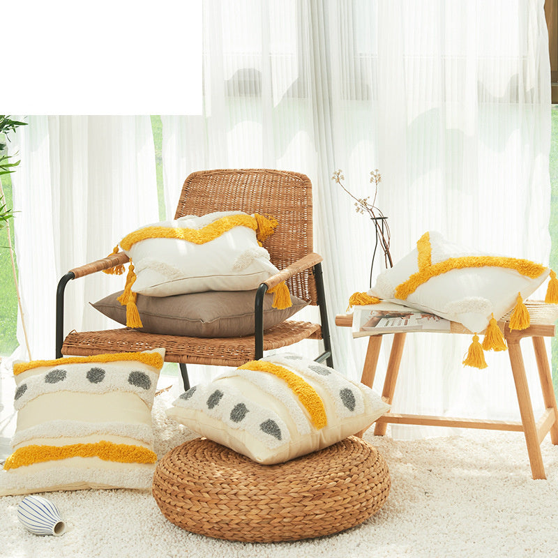 Nordic Moroccan Embroidered Geometric Cushion Cover