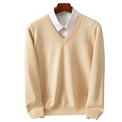 Knitted Sweater V-neck Men's Pullover Base Shirt