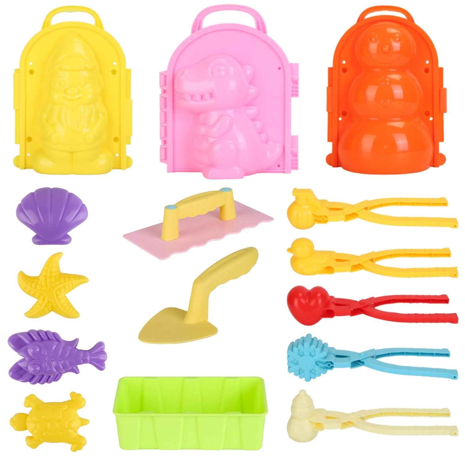 Set of 15Pcs Winter Snowball Tool Kit - Kids Snow Molds Outdoor Beach Toys - DropOnline.co