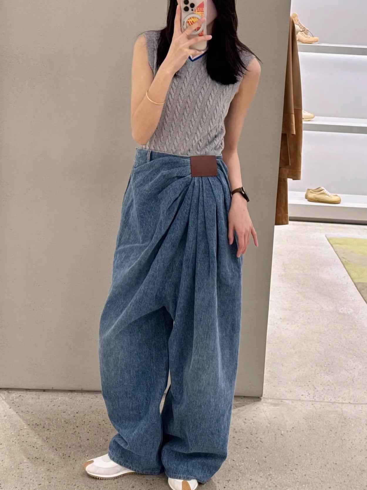 Spring And Summer New Design Sense Loose Fashion Drape Mop Pants