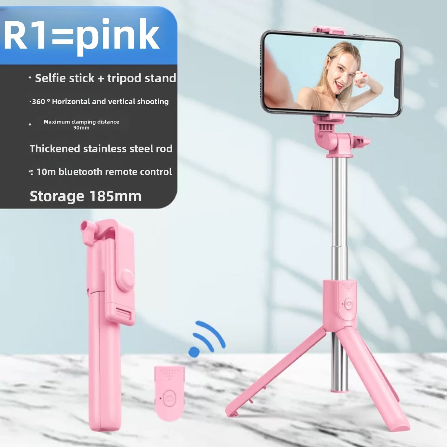 Bluetooth Selfie Stick - Wireless Remote Phone Camera Control 70cm Extendable