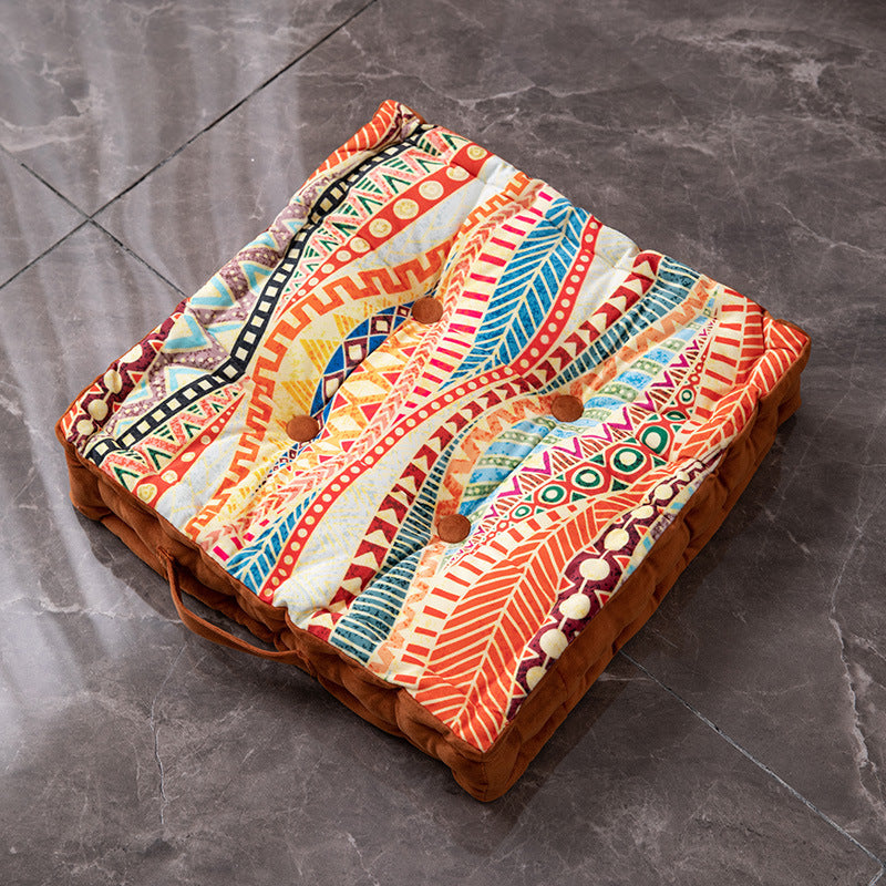 Square Fat Cushion Printing Thick Hip Pad Cushion Ethnic Style Cushion
