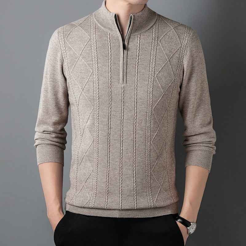 Half Zipper Thickening Thermal Head Cover Knitted Inner Match Woolen Sweater