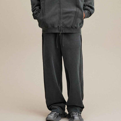 Trendy West Coast Vintage Brushed Fleece Distressed Sweatpants Casual Pants For Men