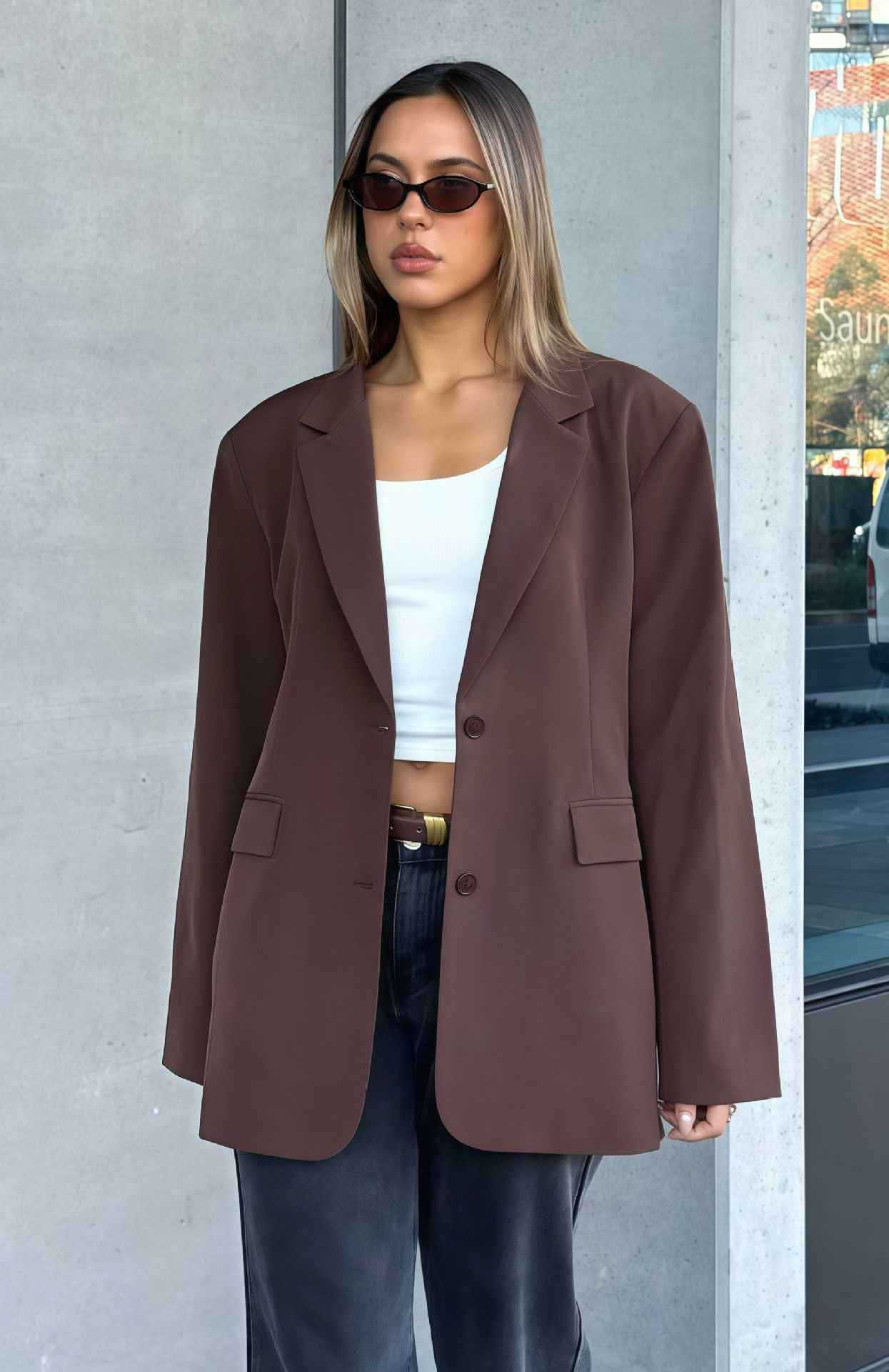Women's Solid Color Loose Casual Single-breasted Coat