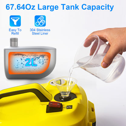 1Pc 1800W Steam Cleaning Machine With Wheels High Temperature And Pressure Steamer Cleaner With 2L Water Tank Stepless Steam Control 15 Accessories