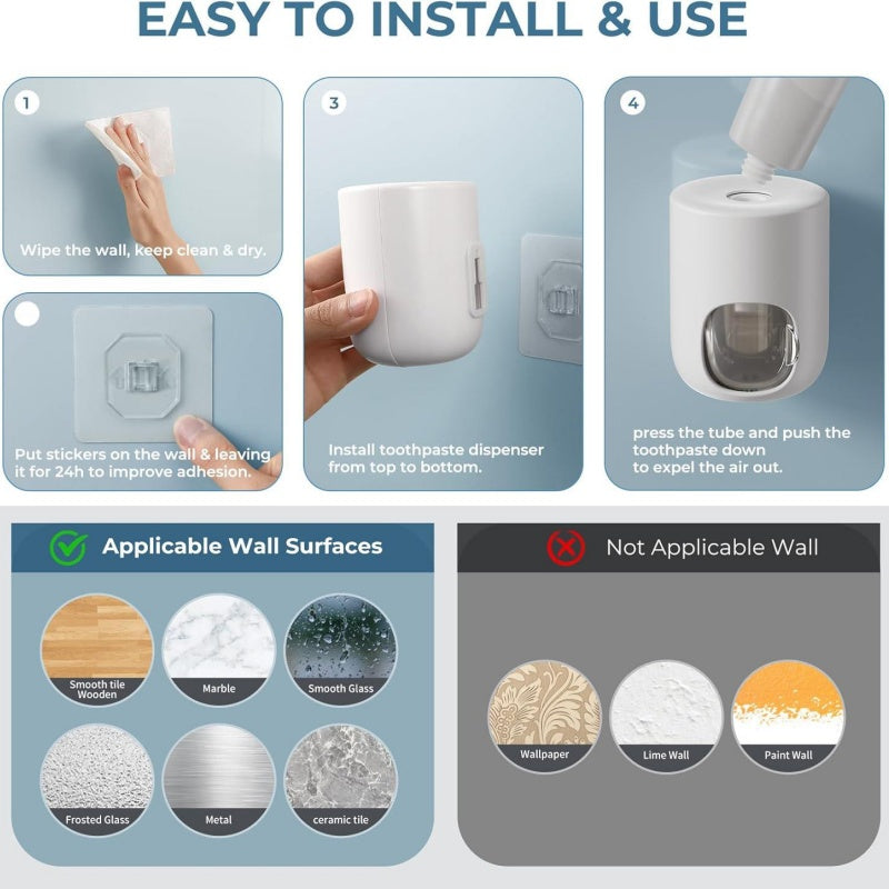 Bathroom Home Dormitory Automatic Wall Mounted Toothpaste Dispenser