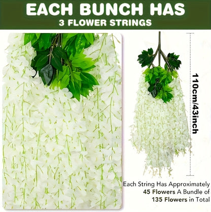 36pcs White Artificial Wisteria Flowers - DropOnline.co