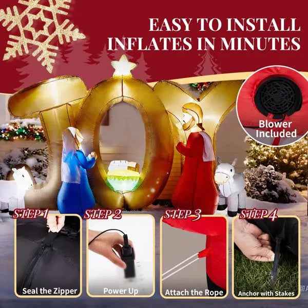 7.5FT Inflatable Nativity Scene with JOY Sign - LED Lighted Christmas Yard Decoration - DropOnline.co