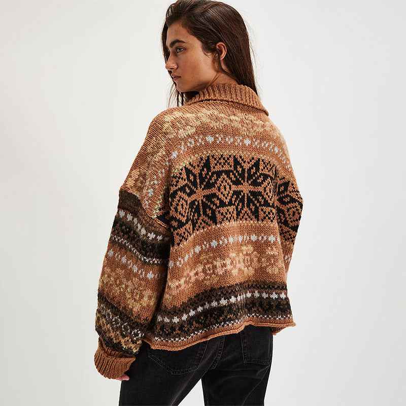 Long Sleeve Loose And Lazy Style Single-breasted Sweater