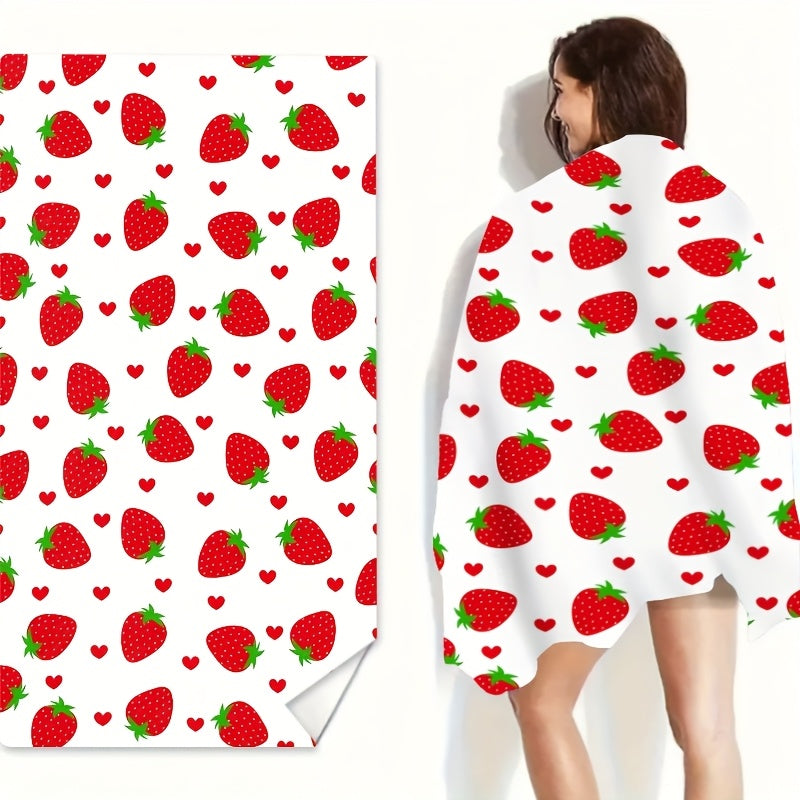 Strawberry Pattern Beach Towel — Pool, Camping, Travel & Yoga