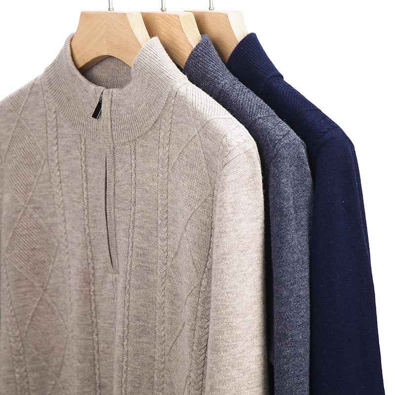 Half Zipper Thickening Thermal Head Cover Knitted Inner Match Woolen Sweater