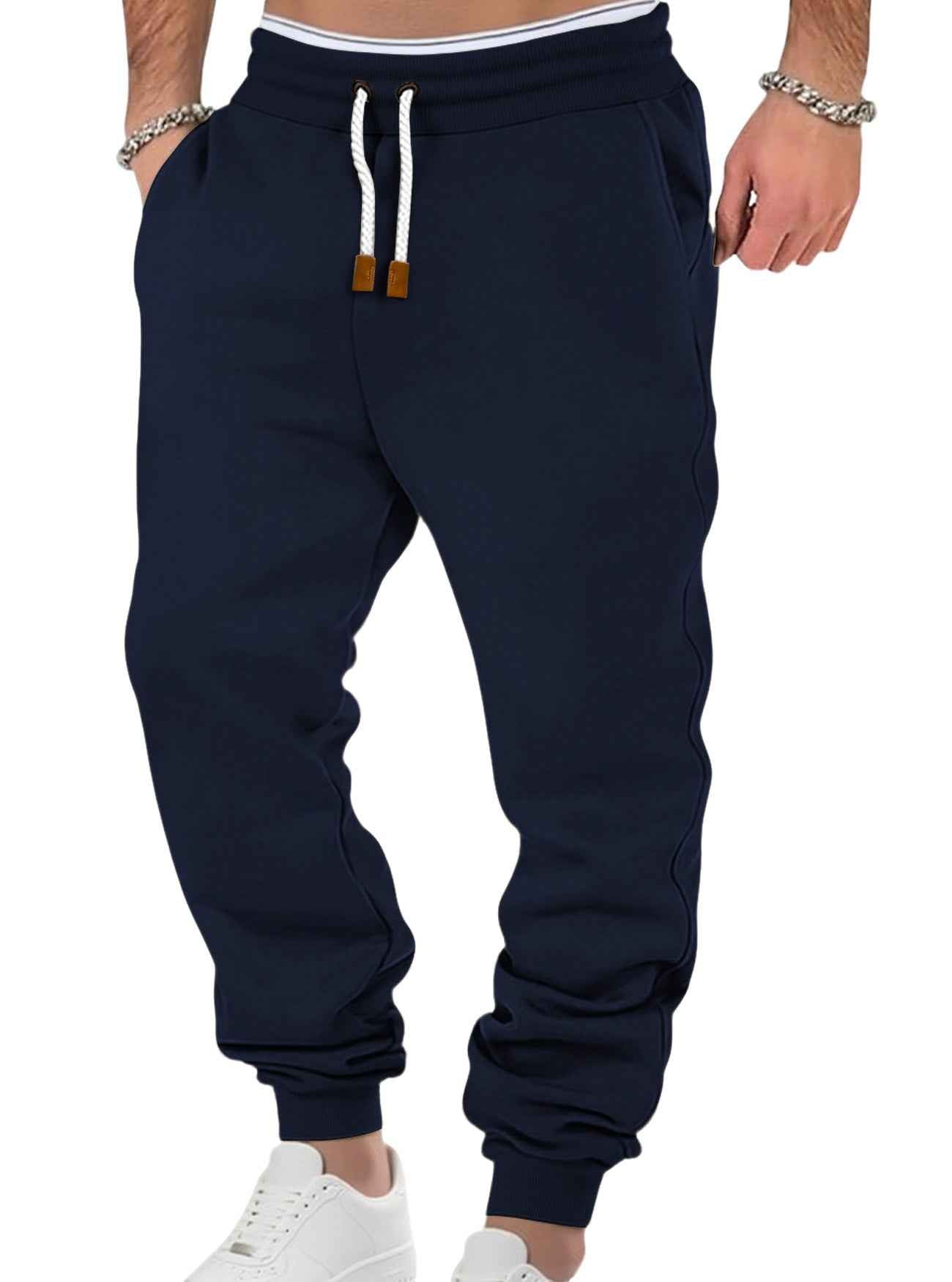 Male Solid Color Loose Cuffed Sports Casual Sweatpants
