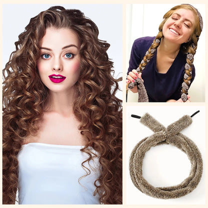 Satin Heatless Hair Curler, Lazy Natural Soft Wave DIY Heatless Curls For Sleep In Overnight, For All Hair Types - Light Brown - DropOnline.co