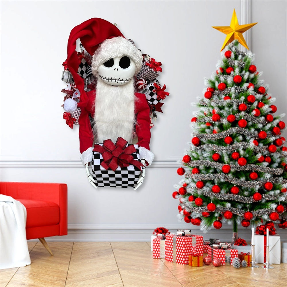 Christmas Jack Doll Garland - 3D Wooden Cloth Holiday Window Decoration