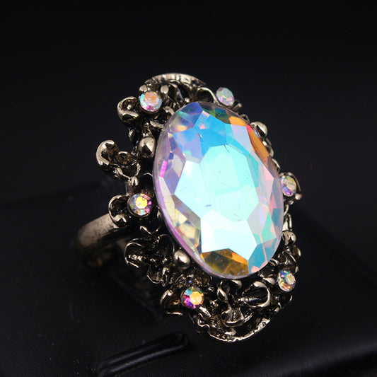 Crystal Gemstone Ring - Adjustable Large Stone Statement Piece