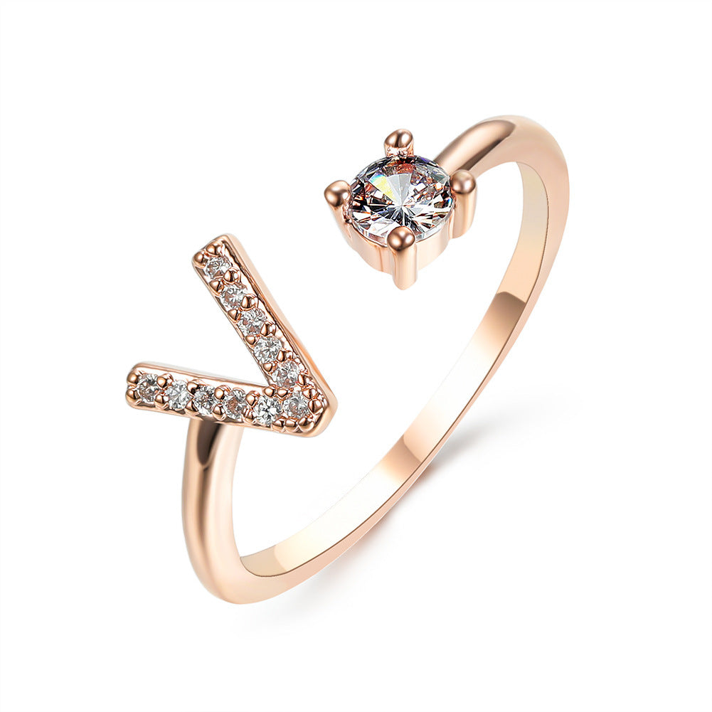 Adjustable Initial Letter Ring - Personalized Alphabet Jewelry