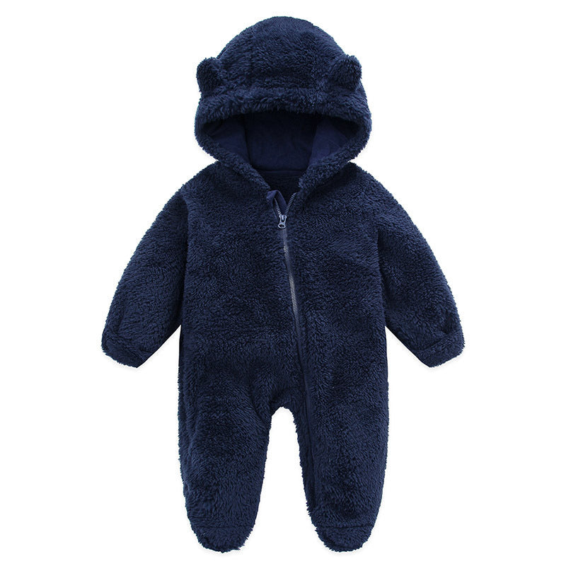 Candy-Colored Hooded Baby Jumpsuit - Soft Cotton One-Piece