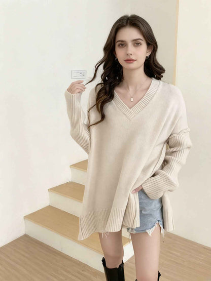 Knitwear Women's V-neck Plus Size Fashion Pullover Sweater