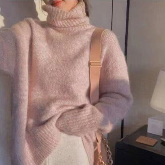 Mohair Turtleneck Sweater ? Soft Knit Pullover in Solid Color for Women