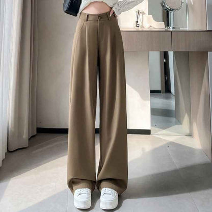 SpringAutumn New High-end Loose Straight-leg Pants That Hide Hips And Slim