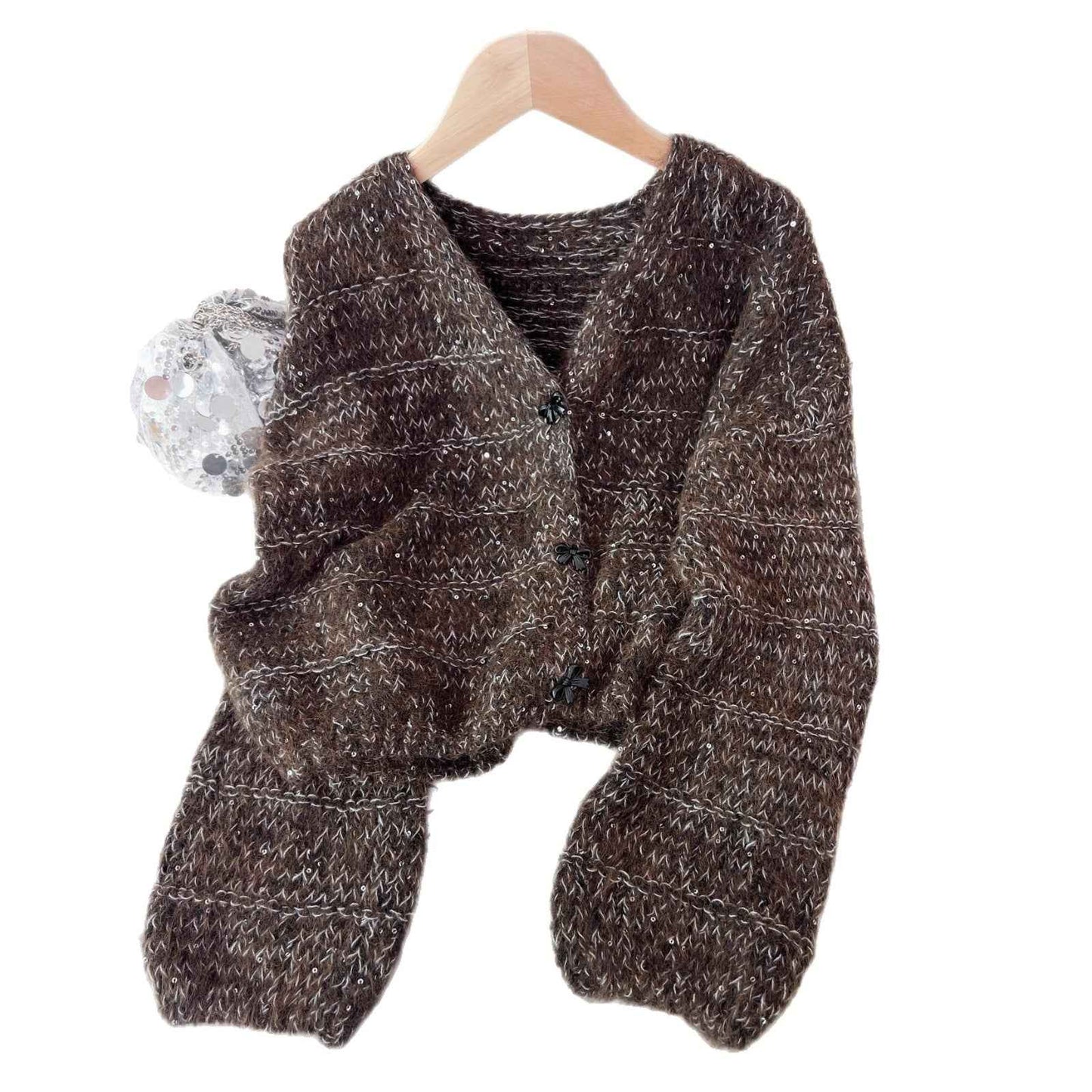 Women's Solid Color Short Casual Loose Knit Cardigan