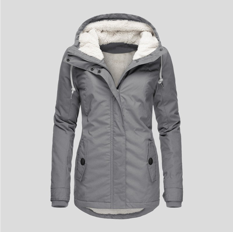 Thickened Hooded Cotton Jacket for Women - Warm Winter Outerwear
