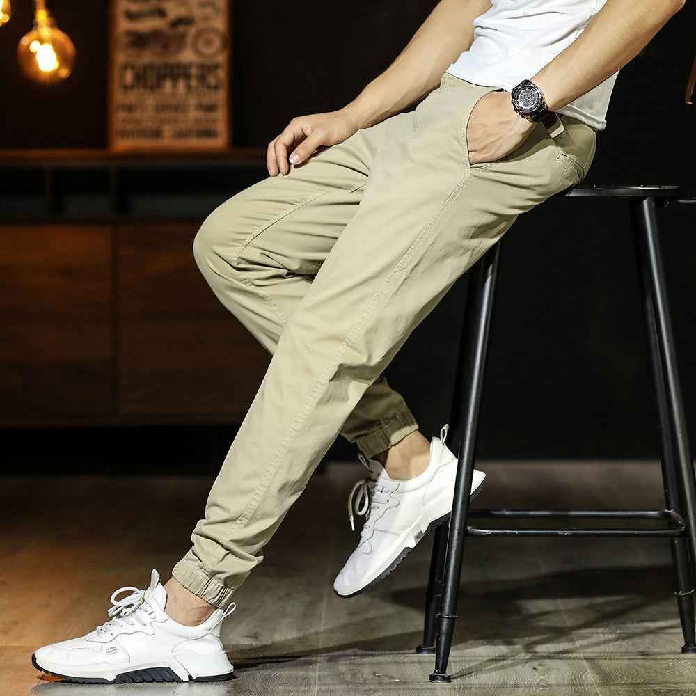 Men's Simplicity Color Versatile Loose Ankle-tied Casual Pants