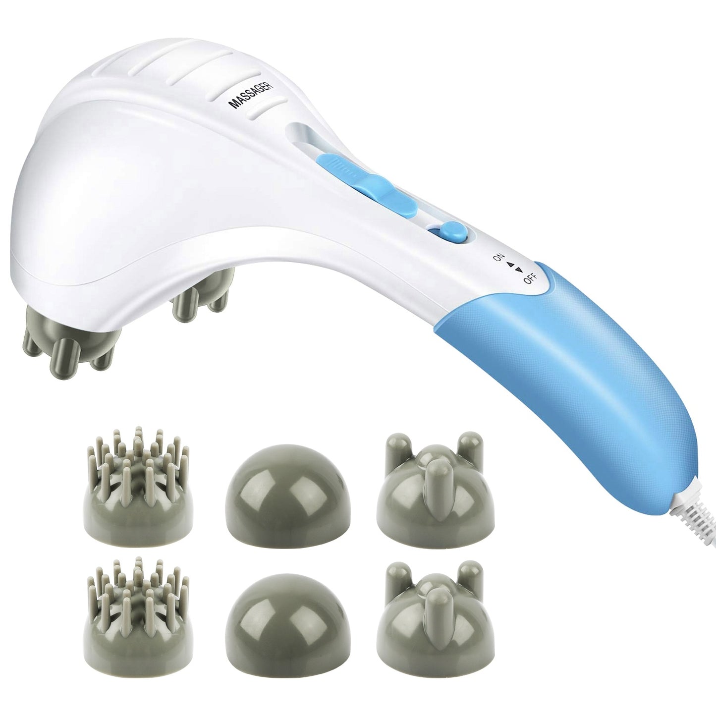 1Pc Electric Full Body Percussion Massager Handheld Double Head Vibrating Body Relax For Neck Back Legs