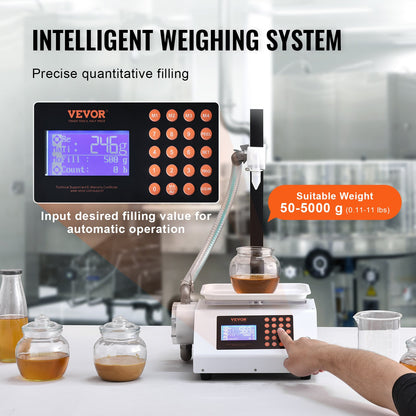 Liquid Filling Machine, 50-5000 G Weighing Capacity, Automatic Bottle Filler Machine Bottling Machine Gear Pump Digital Control For Honey, Oil, Wine, Detergent, Viscous Liquids (Single Nozzle)