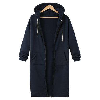 Hooded Long Sleeve Sweater Fleece Long Jacket - DropOnline.co