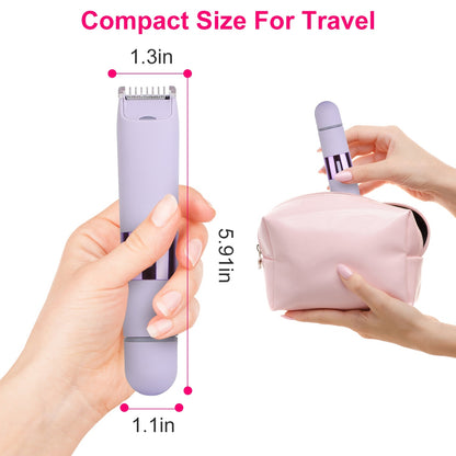 1Pc 2 In 1 Bikini Trimmer For Women Dual Head Cordless Body Shaver IPX5 Waterproof Rechargeable Pubic Hair Razor Wet And Dry Use For Bikini Underarm Leg Arm Body Face - DropOnline.co