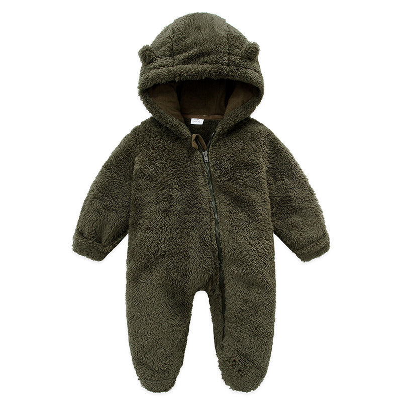 Candy-Colored Hooded Baby Jumpsuit - Soft Cotton One-Piece