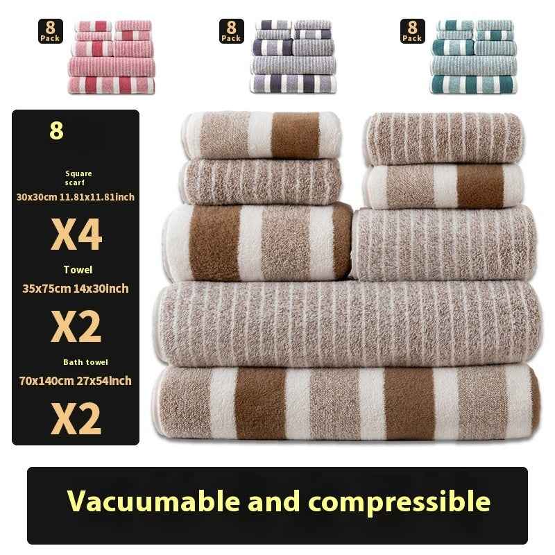 Coral Fleece Double-sided Thickened 8-piece Set Towels Square Scarf